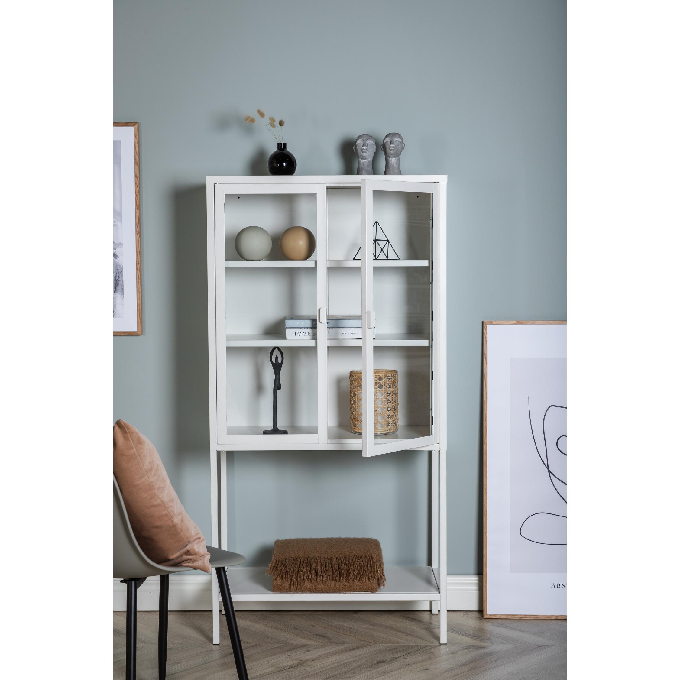 Scandinavisch design kast wit glas staal afbeelding 3