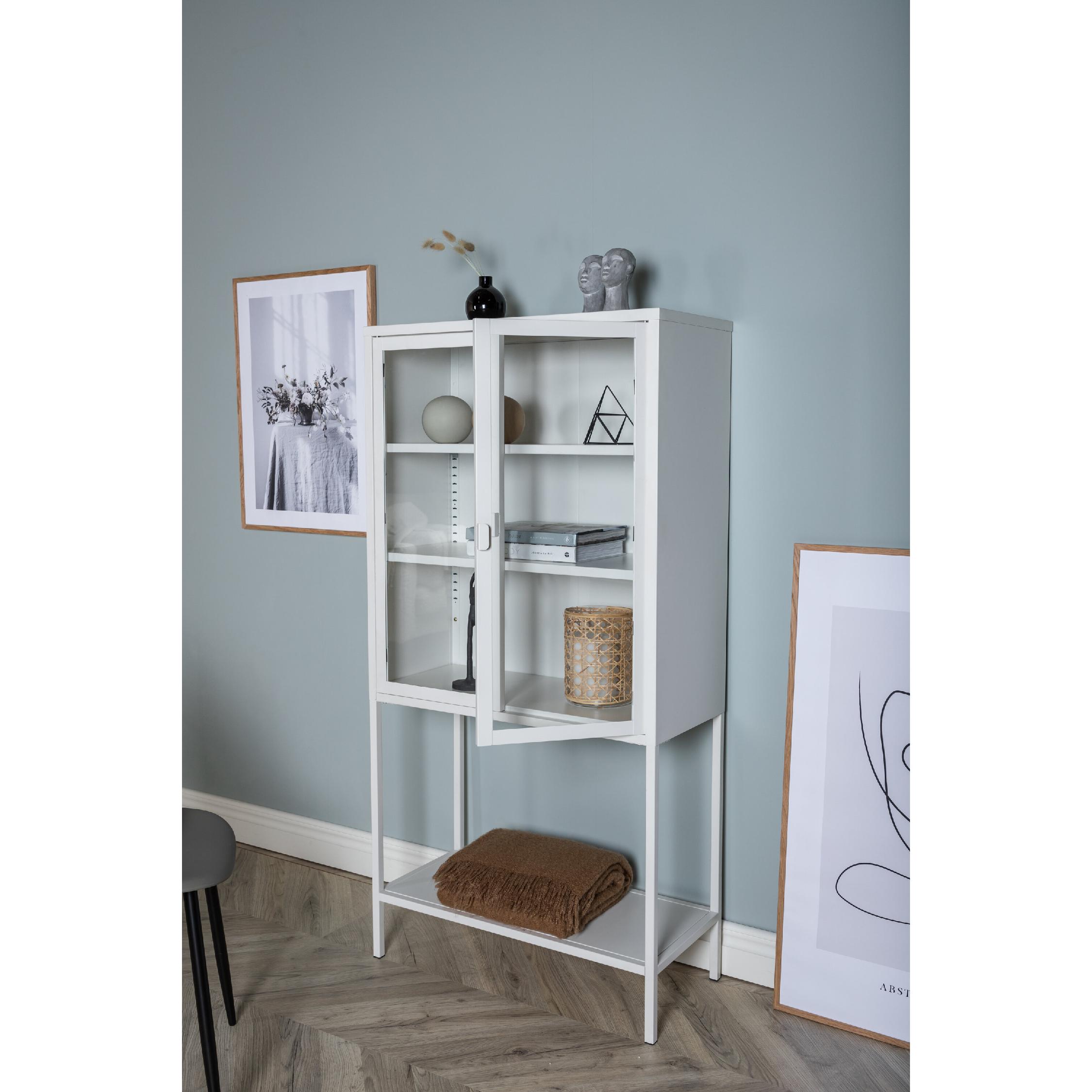 Scandinavisch design kast wit glas staal afbeelding 4