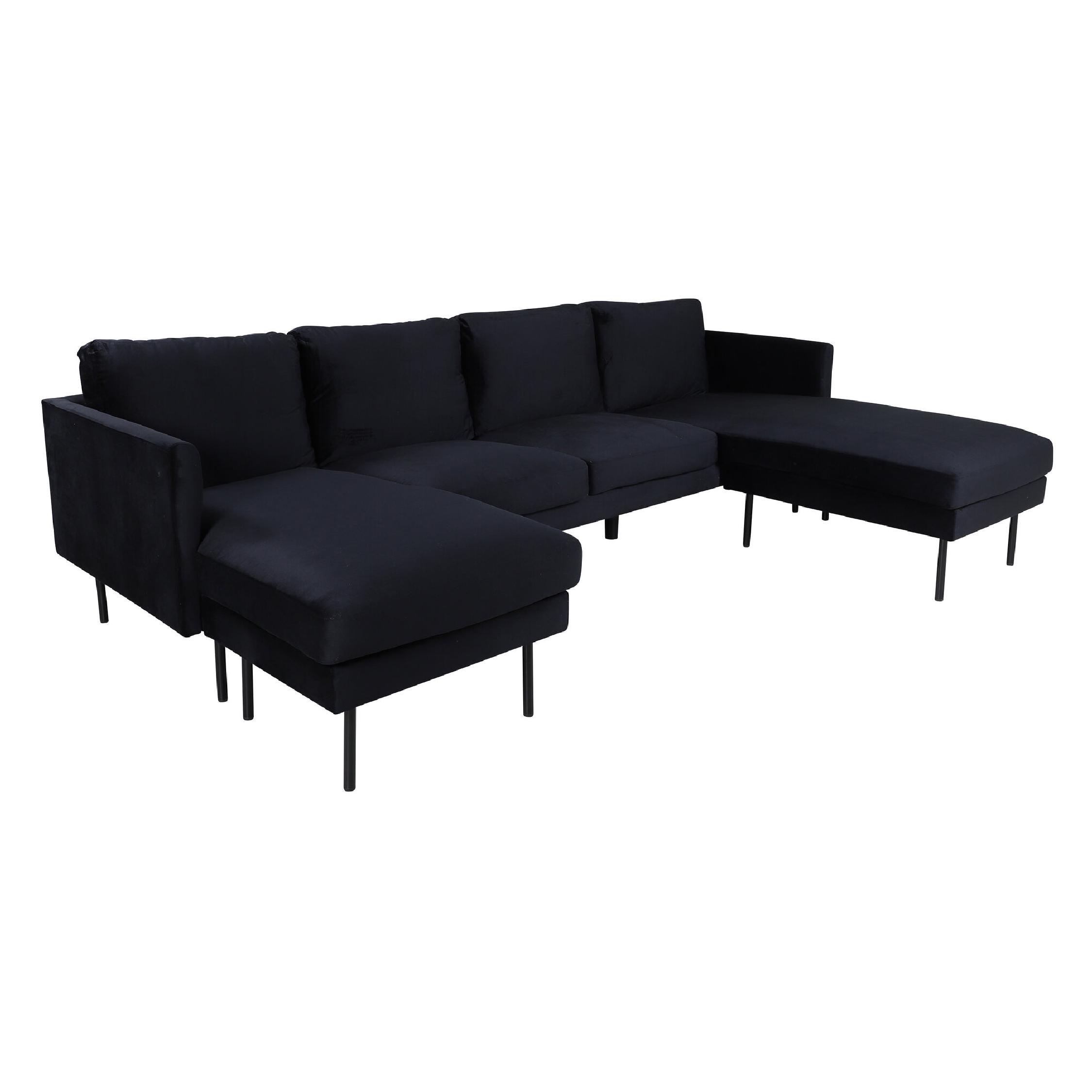 Jano U-Sofa zwart fluweel afbeelding 2