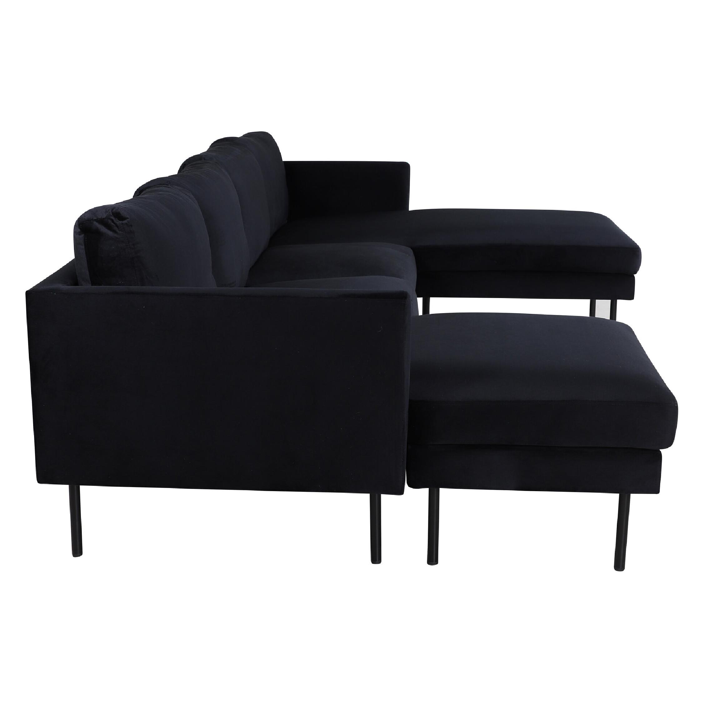 Jano U-Sofa zwart fluweel afbeelding 3