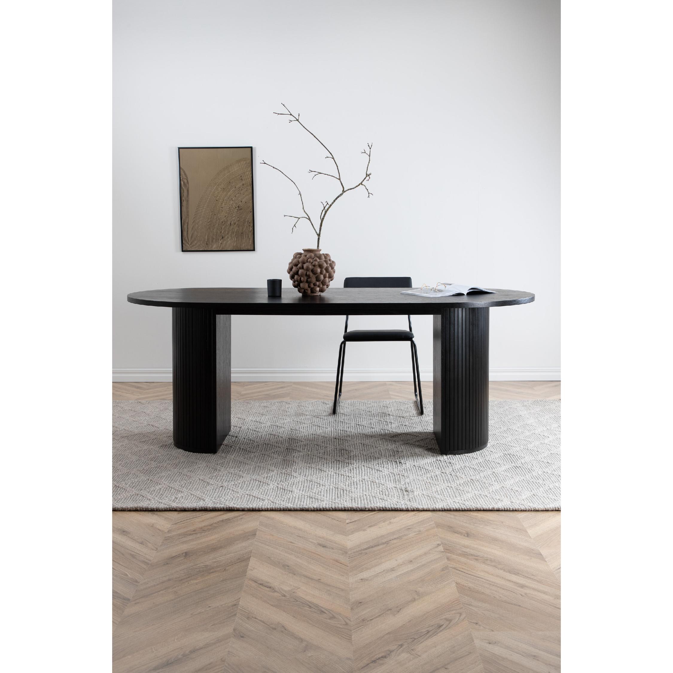 Ovale zwarte eettafel moderne stijl afbeelding 15