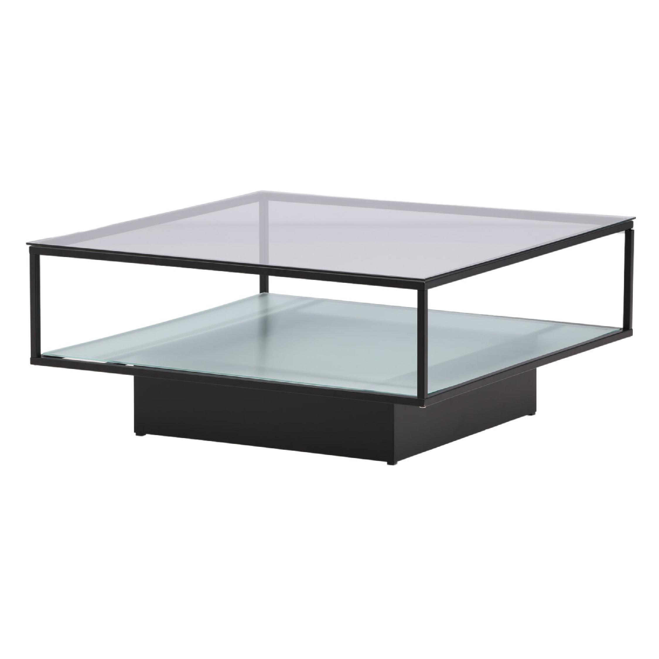 Salontafel Zwart Glas Moderne Elegantie afbeelding 2