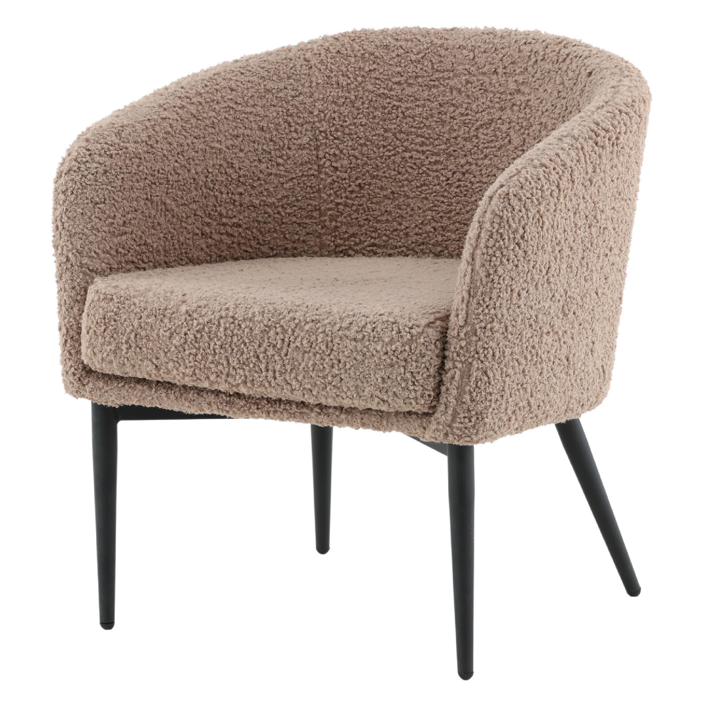 Bruine teddy fauteuil met zwarte poten afbeelding 2