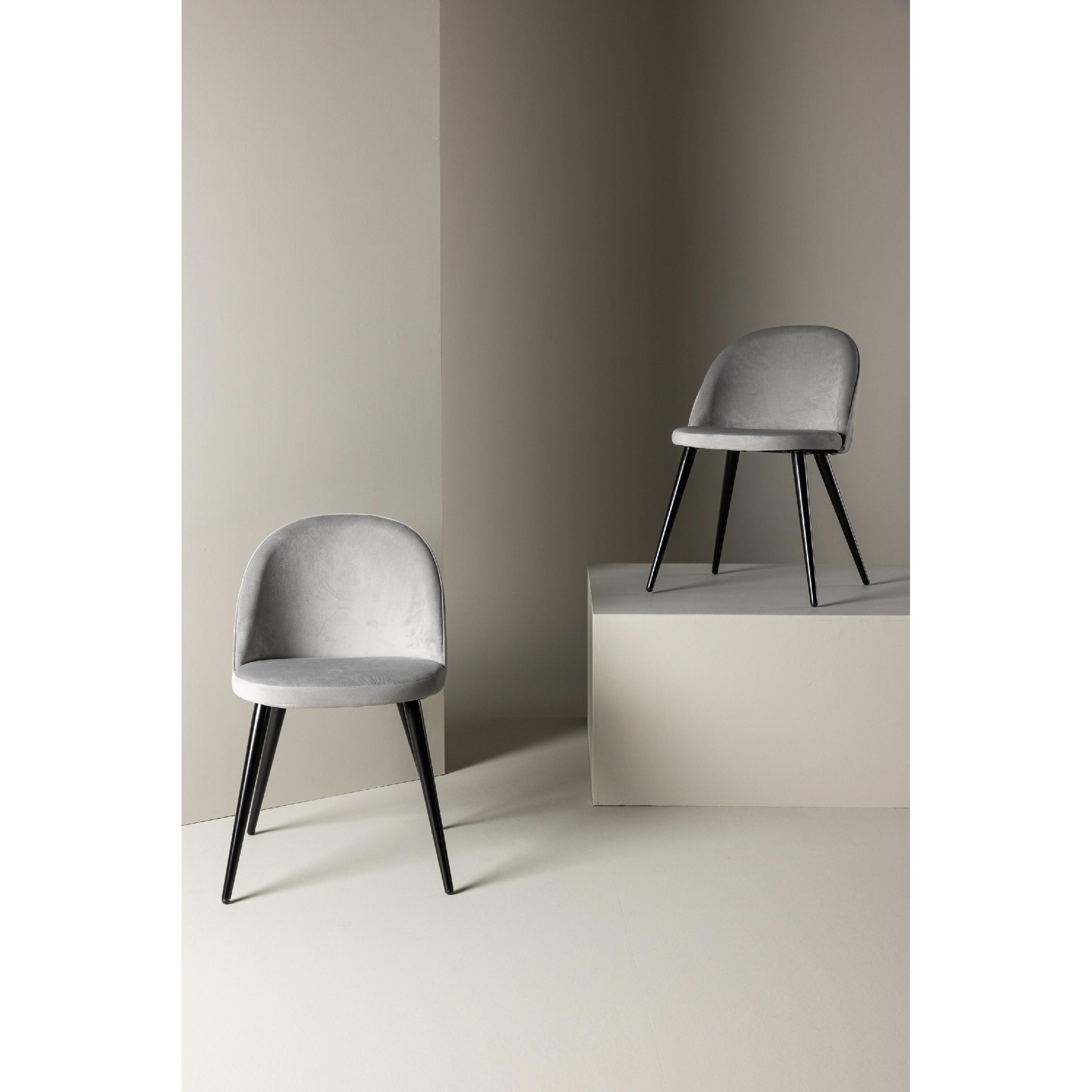 Velvet eetkamerstoelen 2-pack zwart lichtgrijs afbeelding 6