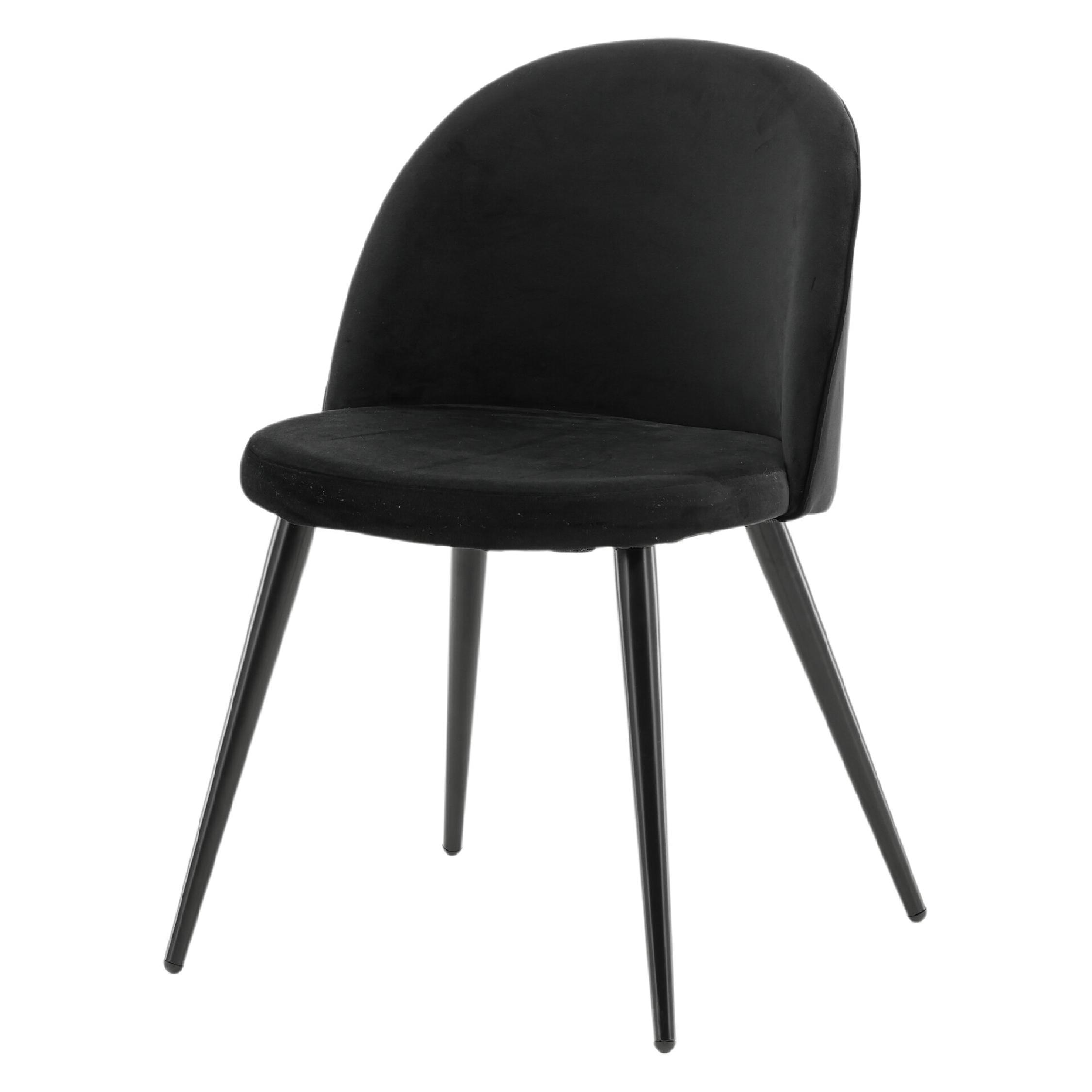 Zwarte fluwelen eetkamerstoelen 2-pack afbeelding 2