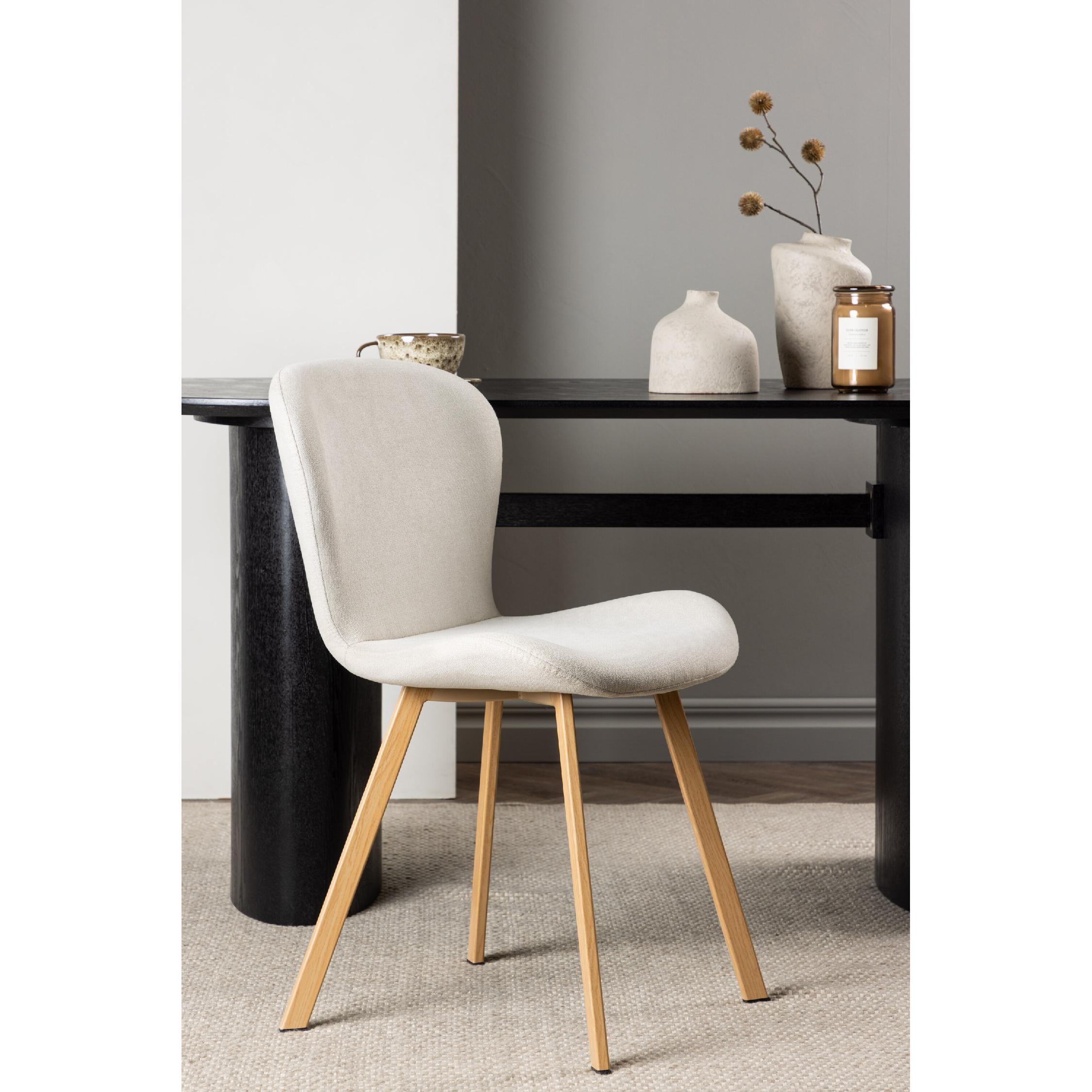 Eetkamerstoelen beige linnen set afbeelding 6