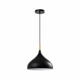 Scandinavische hanglamp in de kleur zwart met witte binnenkant
