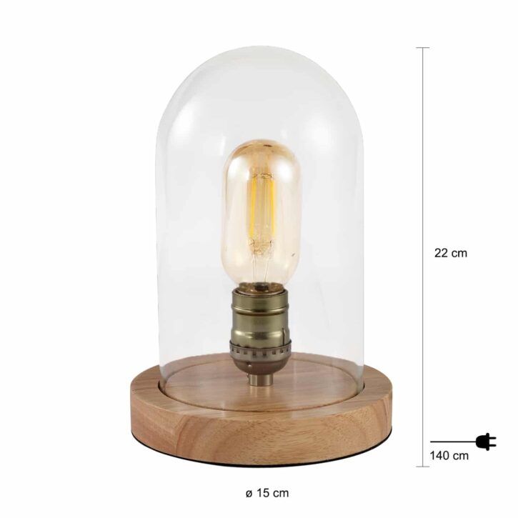 Lamp voor op tafel in glas met enkele bulb