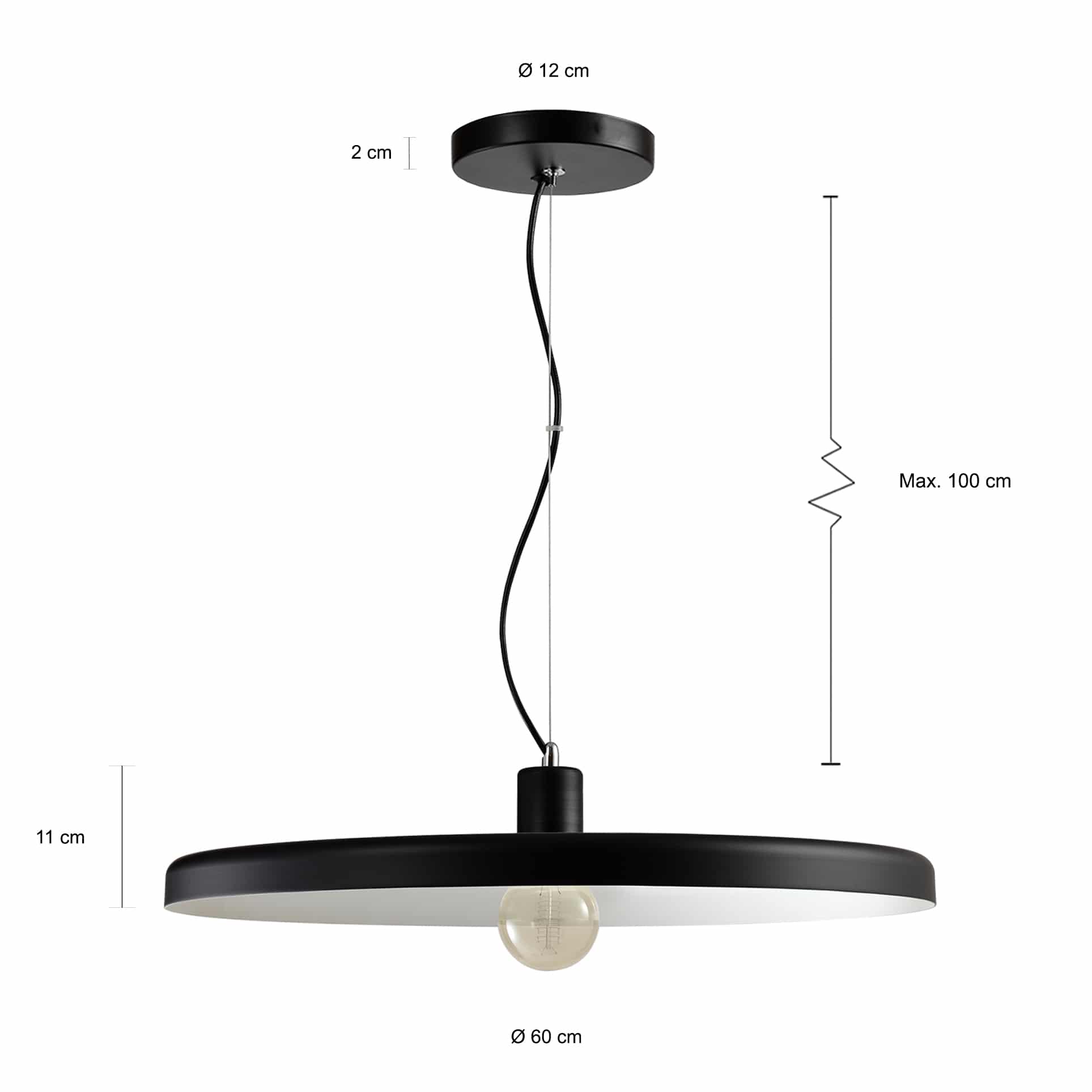 Zwarte moderne lamp met dun design