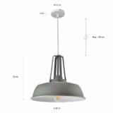 Hanglamp met industriële look in het grijs en een diameter van 35 cm