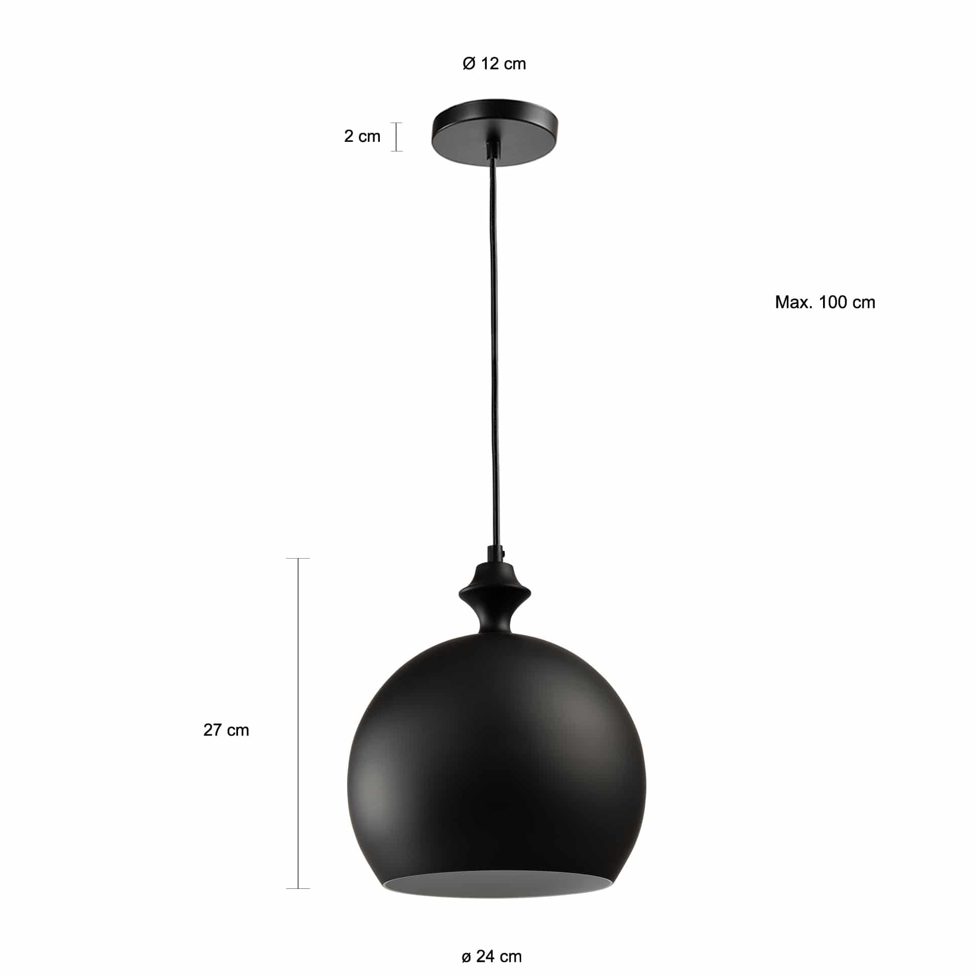Zwart moderne lamp met een diameter van 24 cm