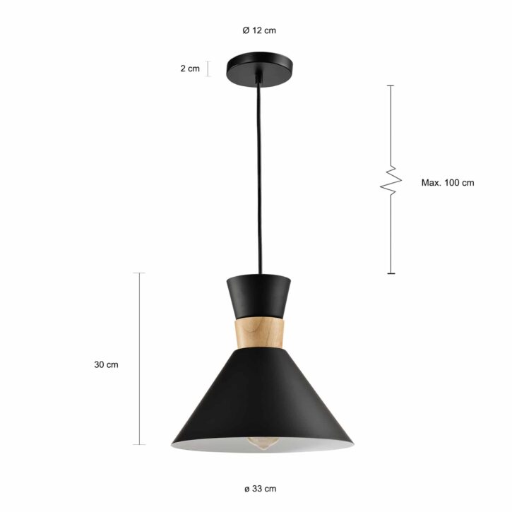 Scandinavische hanglamp met houten accenten