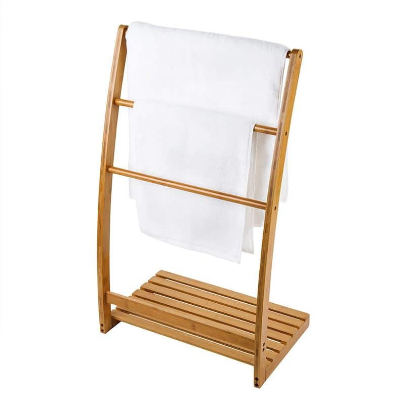 Havoc uitbreiden T Handdoekenrek staand van bamboe | 32 x 50 x 84 cm (lxbxh)