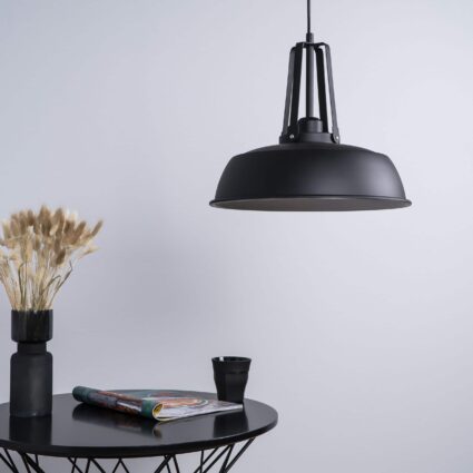 Zwarte hanglamp met bolvormige kap en 1 lichtpunt