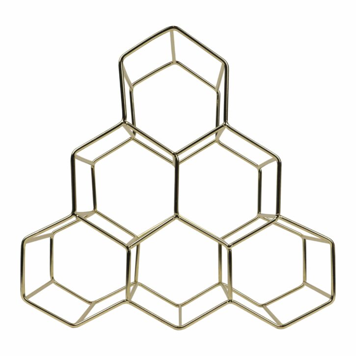 Goud hexagon wijnrek