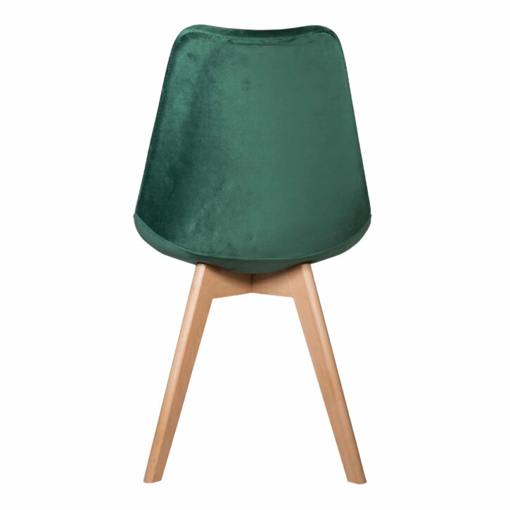 Fluweel groene stoelen met houten pootjes